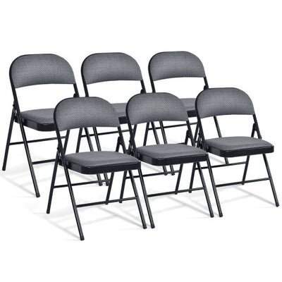 Foldable Chair Set with Padded Seat Seat and Fabric Covered Backrest-Set of 6