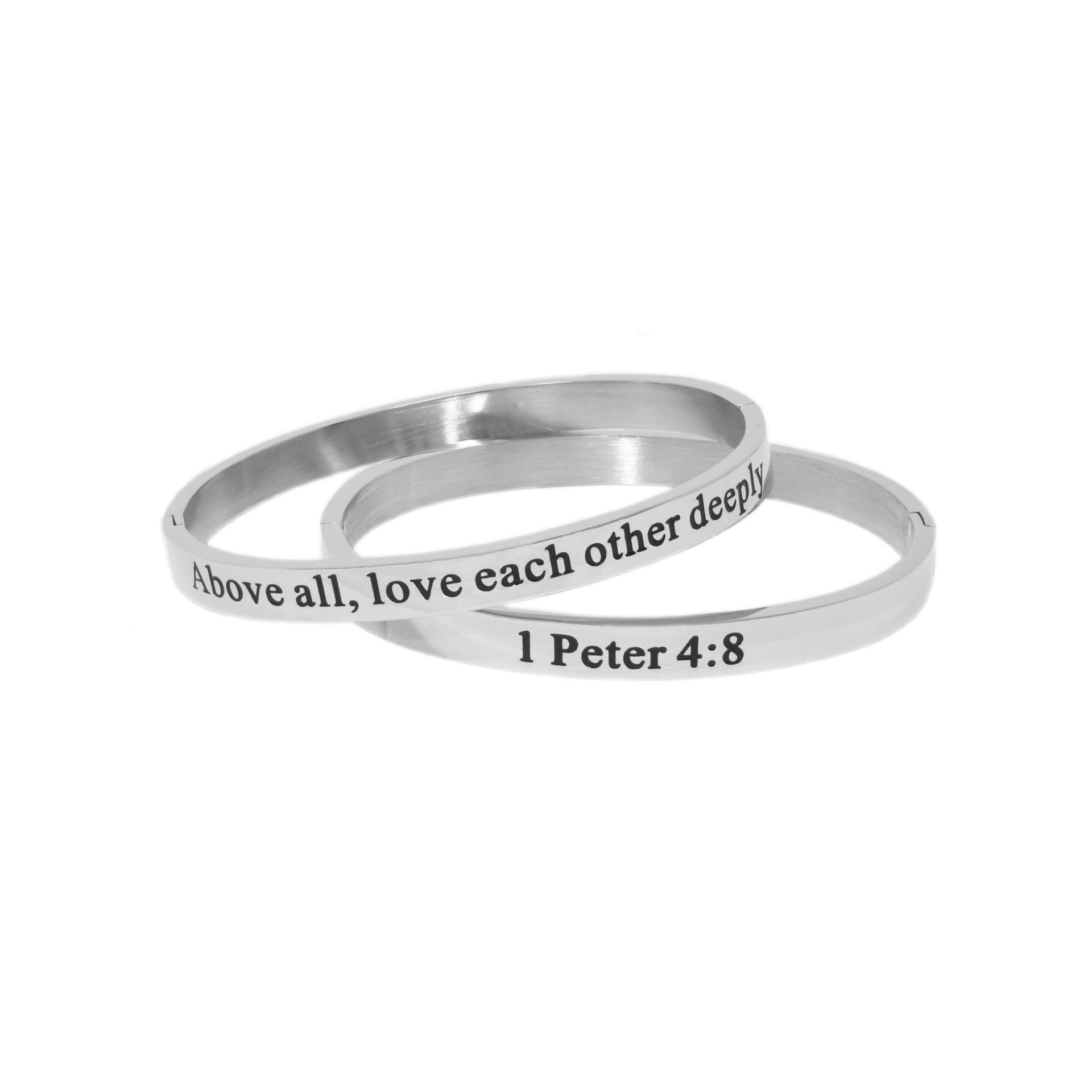 All Above, Love Each Other - Silver Bangle Bracelet