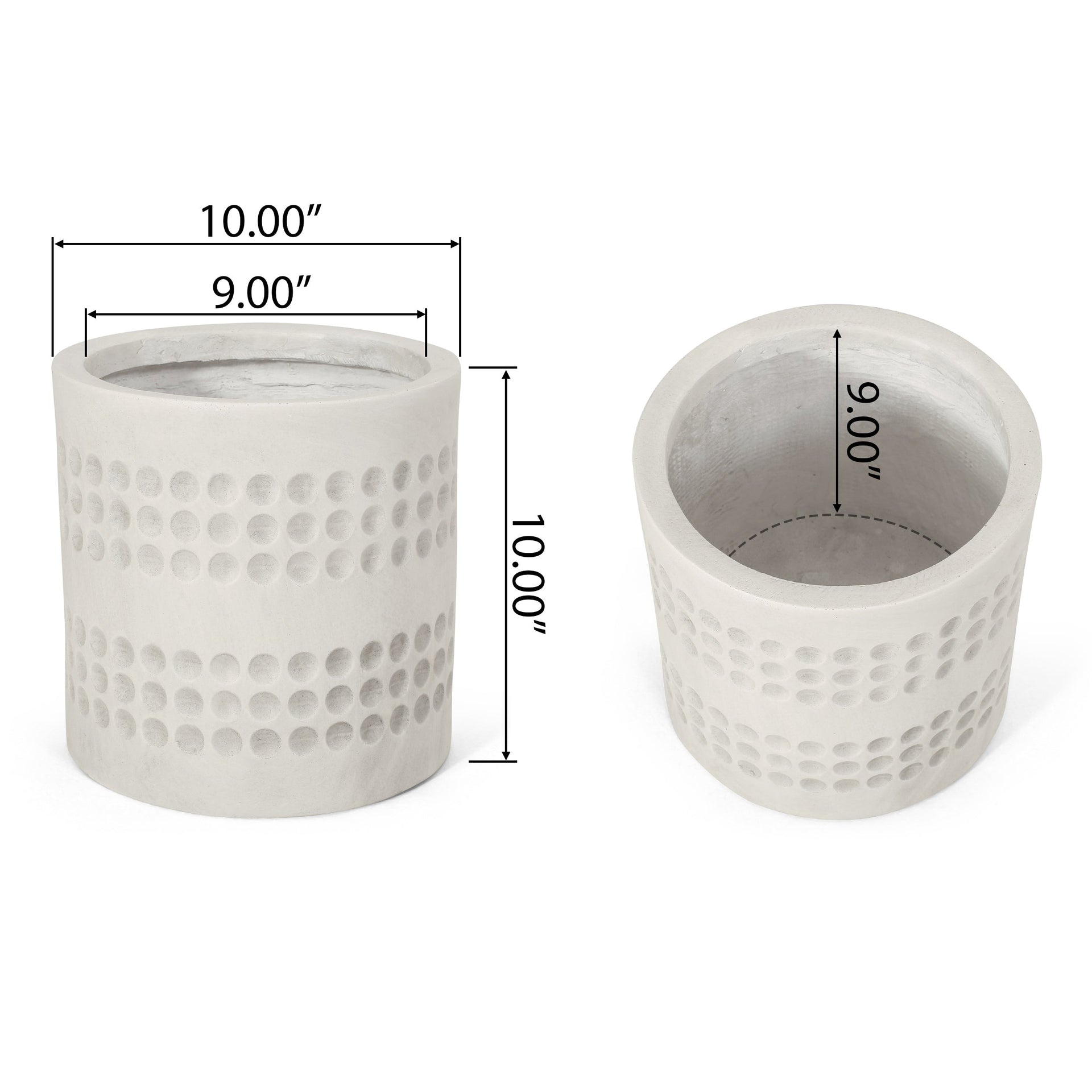 10-inch Cube Antique White MGO Planter