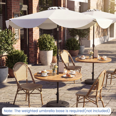 10 FT Scalloped Solar Patio Umbrella with 24 LED Lights and Tilt Adjustment-Beige