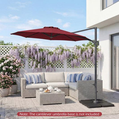 10 Feet Patio Cantilever Umbrella with Easy Tilt Adjustment-Wine