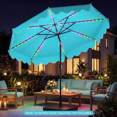 10 Feet Solar Patio Umbrella with Color-Changing LED Lights-Turquoise