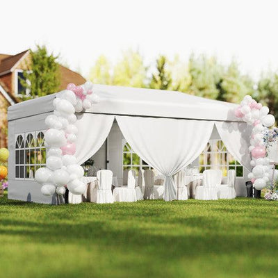 10 X 20 Feet Pop up Canopy Tent Instant Setup with 6 Sidewalls-White