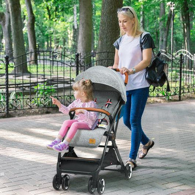 Lightweight Aluminium Frame Baby Stroller with Net-Gray