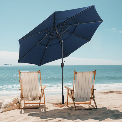 10 ft 3-tier Vented Patio Umbrella with Push Button Tilt-Navy
