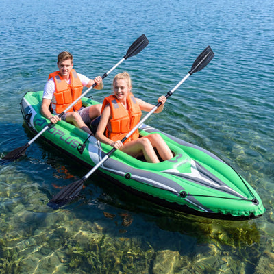 11.5 Feet Inflatable Kayak 2 Person Heavy Duty with Aluminum Paddles-Green