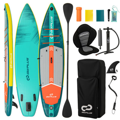 11 Feet Inflatable Stand Up Paddle Board with Kayak Seat for Adults-L