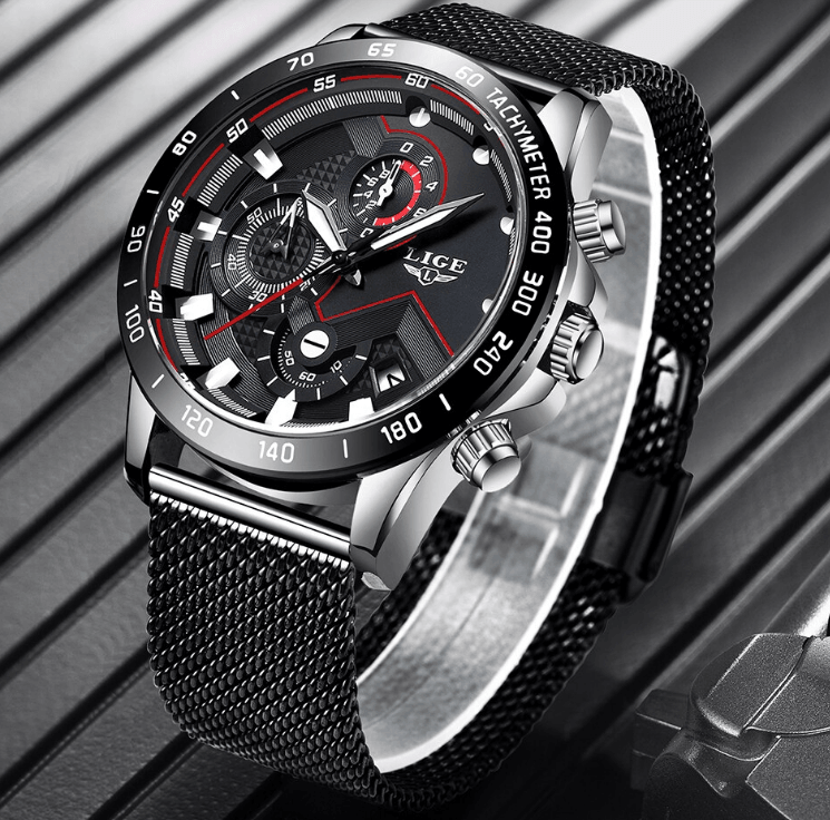 Men's Sports Waterproof Watch With Stainless Steel Bracelet Unique Design Perfect Gift For Your Man