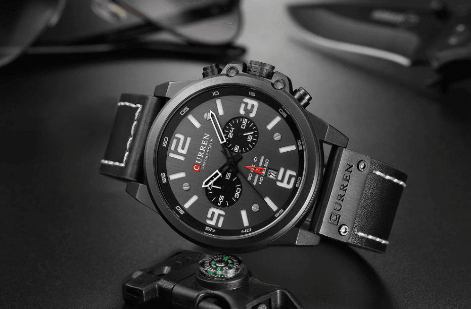 Retro Waterproof Watch With Chronometers Steel Case And Leather Belts Unique Design Excellent Look Perfect Gift For Your Man