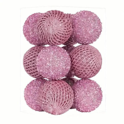 12-Piece Set: Large Sparkling Glittering Sequins Foam Ball Ornaments
