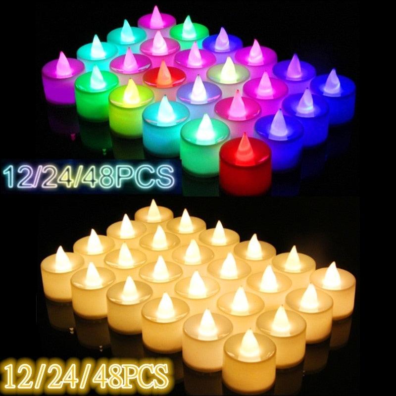 12/24/48pcs Flameless LED Tea light Tea Candles Wedding Light Romantic Candles Realistic Tea Lights Candles LED Tea light Candles Flickering Bright Tea lights Battery Operated Candles Flameless Candles Lights for Birthday Party Wedding Decorations