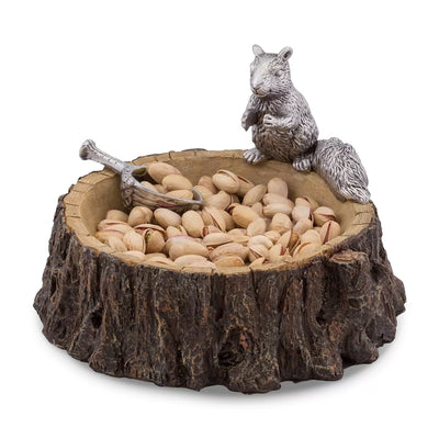 Leaf Nut Bowl with Standing Squirrel