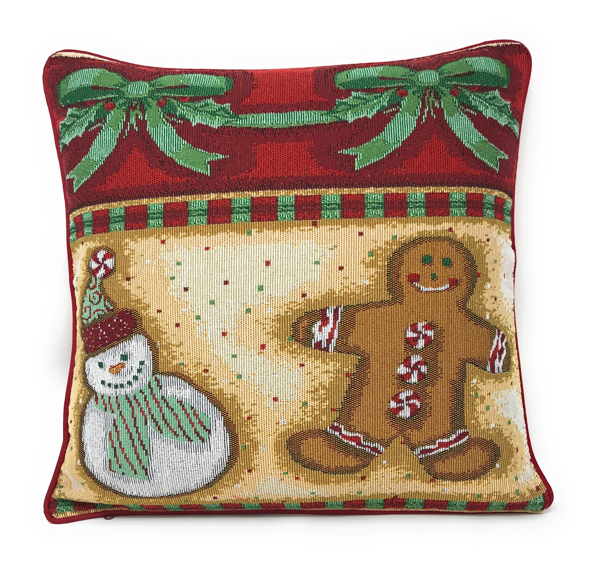 DaDa Bedding Set of 4 Pieces - Magical Santa Snowman Gingerbread Christmas Holiday Tapestry Throw Pillow Covers Bundle Pack - 16