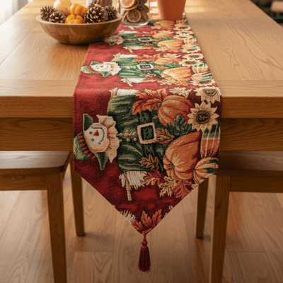 Tache Pumpkin Patch Scarecrow Autumn Harvest Woven Tapestry Table Runners (12921TR)