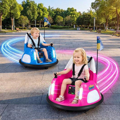 12V Kids Ride On Bumper Car with Remote Control and Flashing Lights-Pink