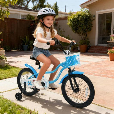 12/14/16/18 Inch Kids Bike with Training Wheels and Basket Navy Color-18 inches