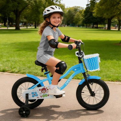 12/14/16 Inch Kids Bike with Training Wheels and Basket Navy Color-14