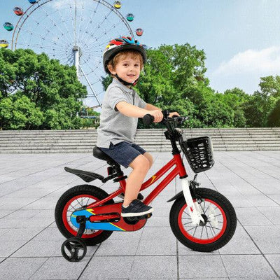 12 Inch Kids Bike Children Bicycle with Training Wheels for 3-4 Years Old-Red
