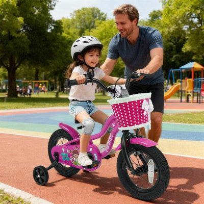 12 Inch Kids Bike with Training Wheels for Aged 3-4 Years Old - Magic Rose