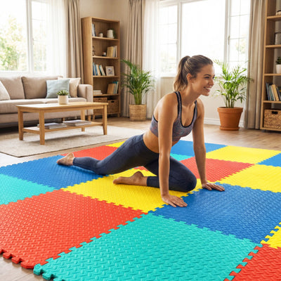 12 Pieces Puzzle Interlocking Flooring Mat with Anti-slip and Waterproof Surface