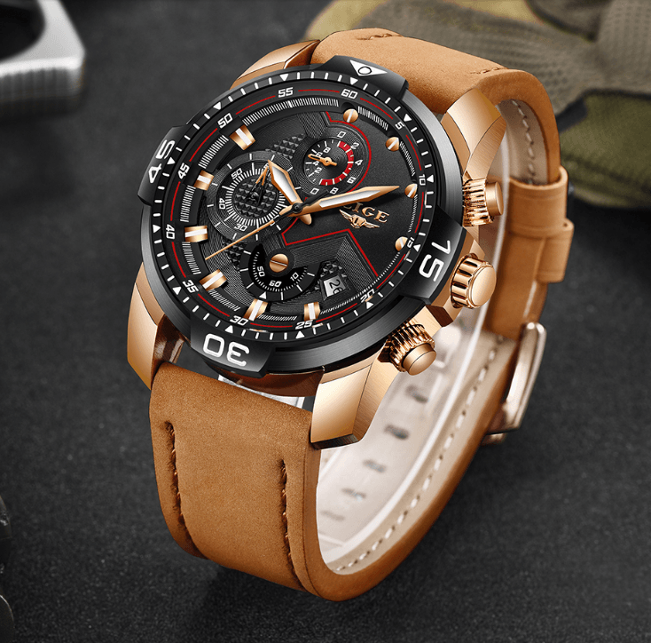 Men's Elegant Waterproof Watch With Leather Straps Business Style Watches Unique Design Perfect Gift For Your Man