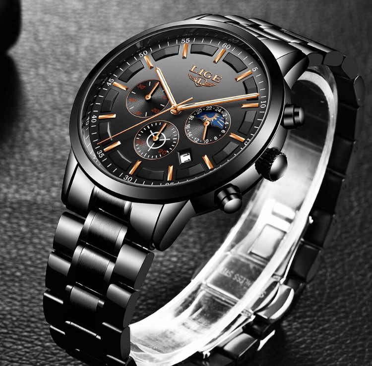 Men's Waterproof Watch With Chronometers And Date Display Unique Design Perfect Gift
