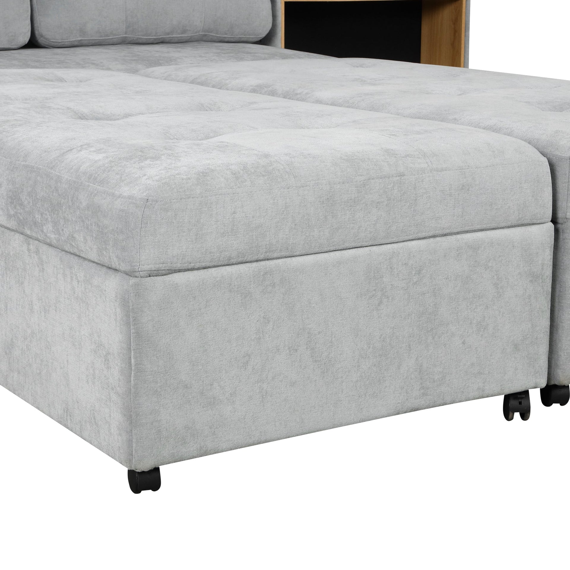 121.2' Versatile Sofa Bed Modular Sofa Free-combined Sofa with Two Storage Racks, Gray