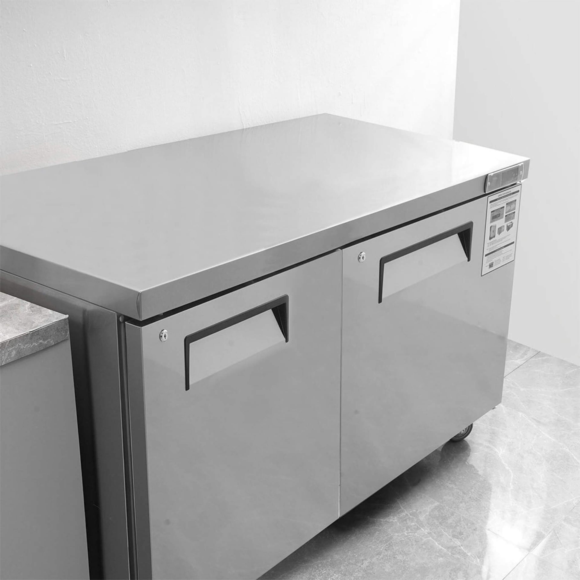 12.9 Cu.Ft 2-Door Commercial Stainless Steel Worktop Undercounter Refrigerator, 48