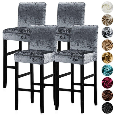 13 Solid Colors Shiny Velvet Fabric Small Size Chair Cover Seat Covers For Bar Stool Chairs Slipcover Home Hotel Decoration Velvet Stretch Dining Room Chair Covers Soft Removable Dining Chair Slipcovers