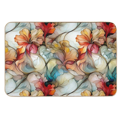 Elegant Floral Glass Effect Seamless Pattern Fire And Ice Versatile Bath Mat