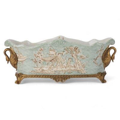 Bronze Ormolu Swan Handled Planter 13338