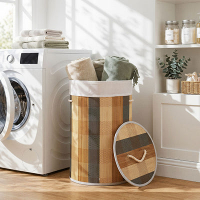 13.2 Gal Laundry Hamper with Removable and Machine-Washable Liner-Multicolor
