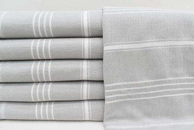 Light Grey Monaco Turkish Towel – Lightweight Quick Dry Beach & Bath Towel, Luxury Turkish Cotton Spa Towel, Travel & Pool Towel