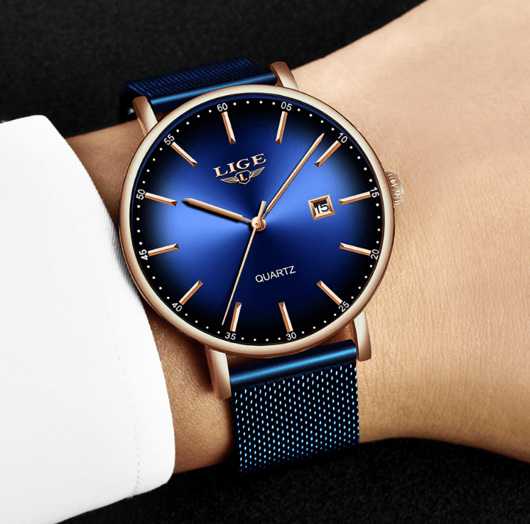 Men's Elegant Watch With Stainless Steel Straps And Special Date Display Excellent Look Unique Design Perfect Gift