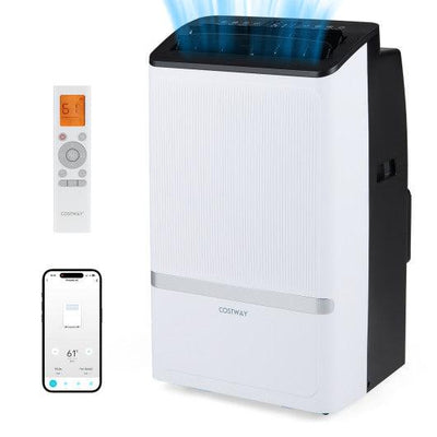 14000 BTU WiFi Enabled Portable Air Conditioner with Dehumidifier and 24H Timer-Black
