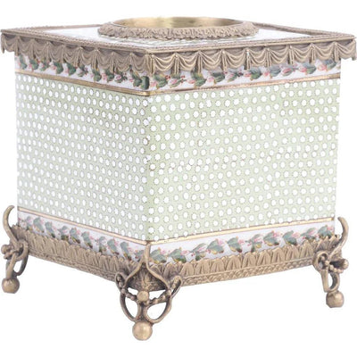 Ormolu Porcelain Tissue Box with Bronze - Dotty