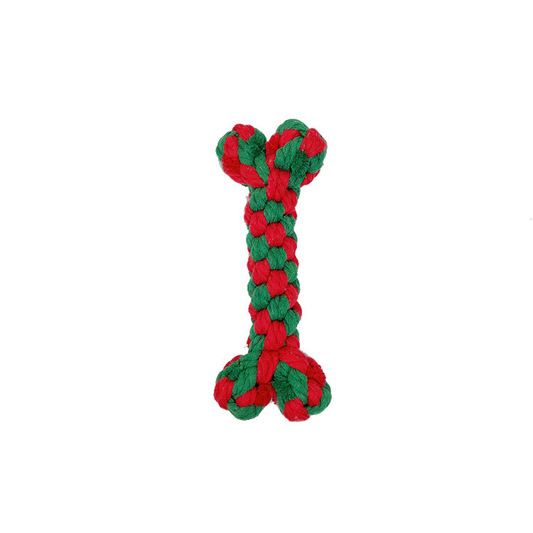 Christmas pet toy gift set dog teeth grinding bite resistant cotton rope hand woven