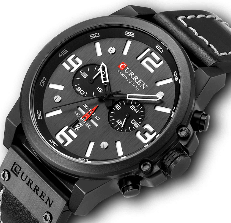 Retro Waterproof Watch With Chronometers Steel Case And Leather Belts Unique Design Excellent Look Perfect Gift For Your Man