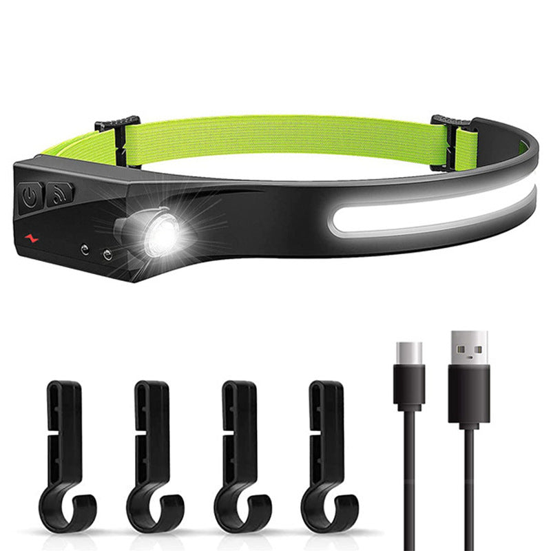 COB Headlamp Rechargeable with Motion Sensor for Adults - Camping Accessories Gear, Head Lamp LED for Adults - Camping Accessories Gear,