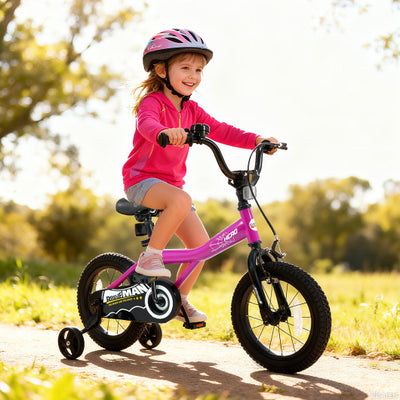 14-Inch Kids Bike with Removable Training Wheels Pink-Brave Hero
