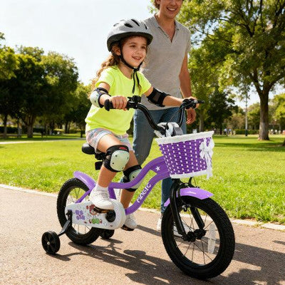 14 Inch Kids Bike with Training Wheels for Aged 3-5 Years Old - Magic Purple