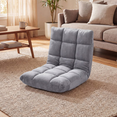 14-Position Adjustable Cushioned Floor Chair-Light Gray