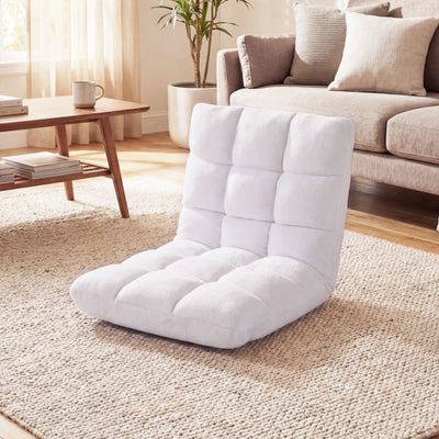 14-Position Adjustable Cushioned Floor Chair-White