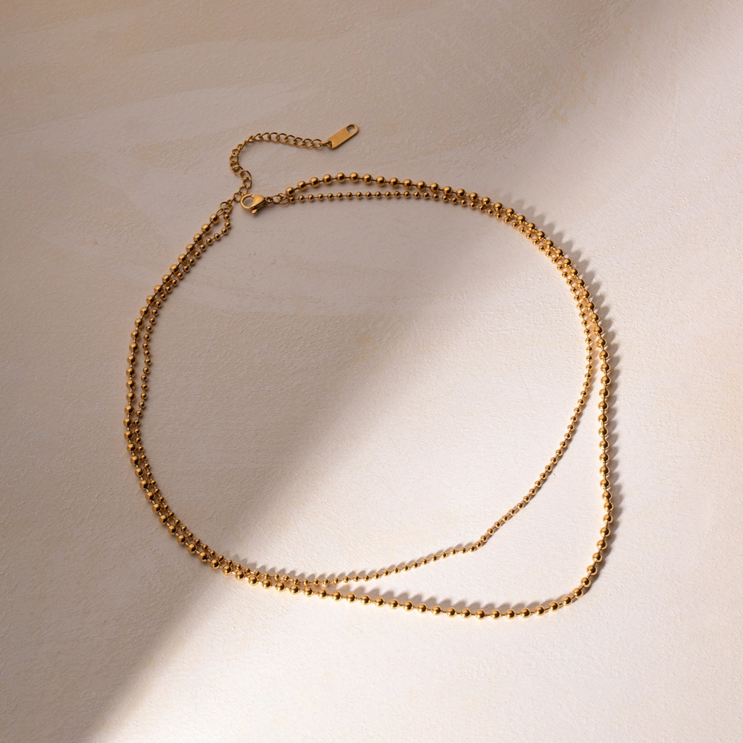 Double Layered Gold Bead Chain Necklace