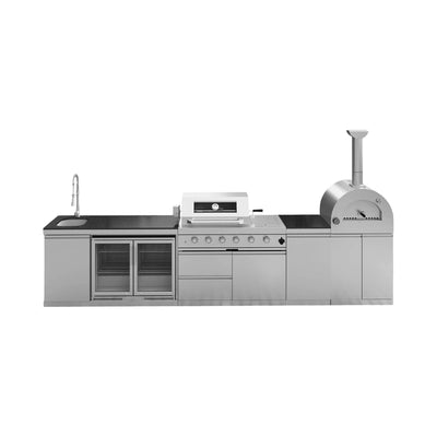 150-Inch 4-Burner 108K BTU Outdoor Kitchen Island With Pizza Oven, Rotisserie & Refrigerator (SAK36412)