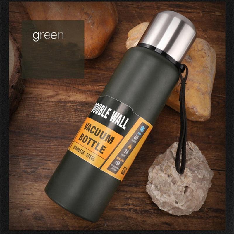 1500ml Water Bottle Stainless Steel Cold Hydroflask Thermos Large Capacity Thermal Mug Cup Sport Cycling Vacuum Flask Insulated Vacuum Insulated Thermos Water Bottle with Wide Mouth Cup BPA-Free Stainless Steel Water Bottles