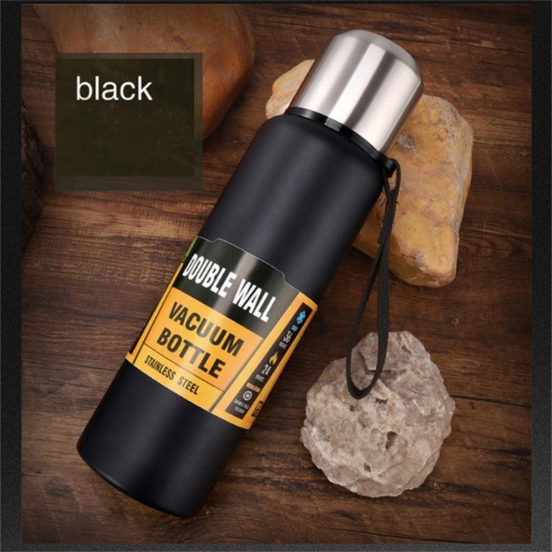 1500ml Water Bottle Stainless Steel Cold Hydroflask Thermos Large Capacity Thermal Mug Cup Sport Cycling Vacuum Flask Insulated Vacuum Insulated Thermos Water Bottle with Wide Mouth Cup BPA-Free Stainless Steel Water Bottles