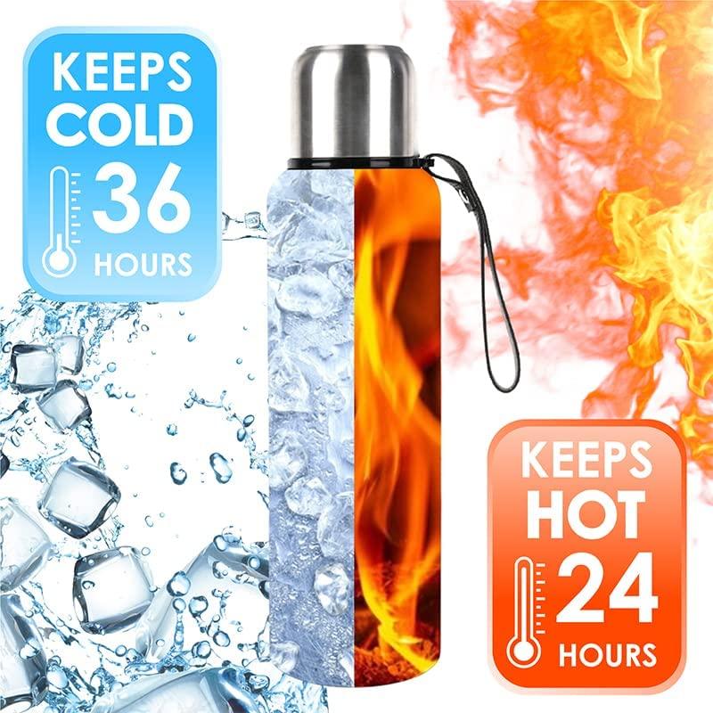 1500ml Water Bottle Stainless Steel Cold Hydroflask Thermos Large Capacity Thermal Mug Cup Sport Cycling Vacuum Flask Insulated Vacuum Insulated Thermos Water Bottle with Wide Mouth Cup BPA-Free Stainless Steel Water Bottles
