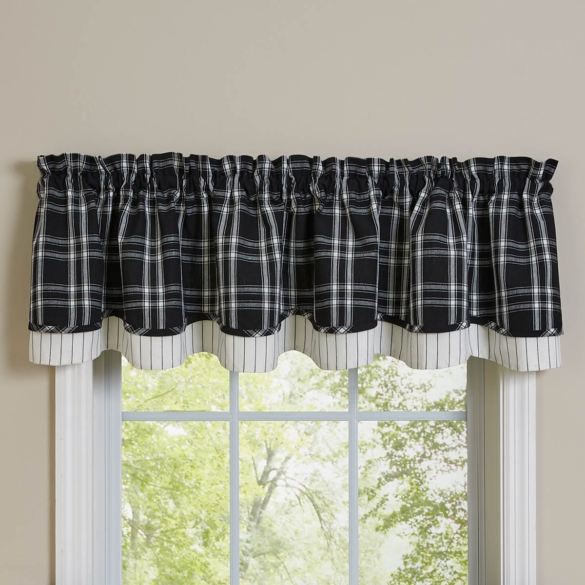 Fairfield Check Lined Layered Valance