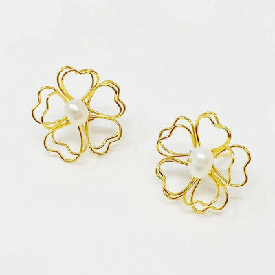 Heart Petals With Freshwater Pearl Earrings